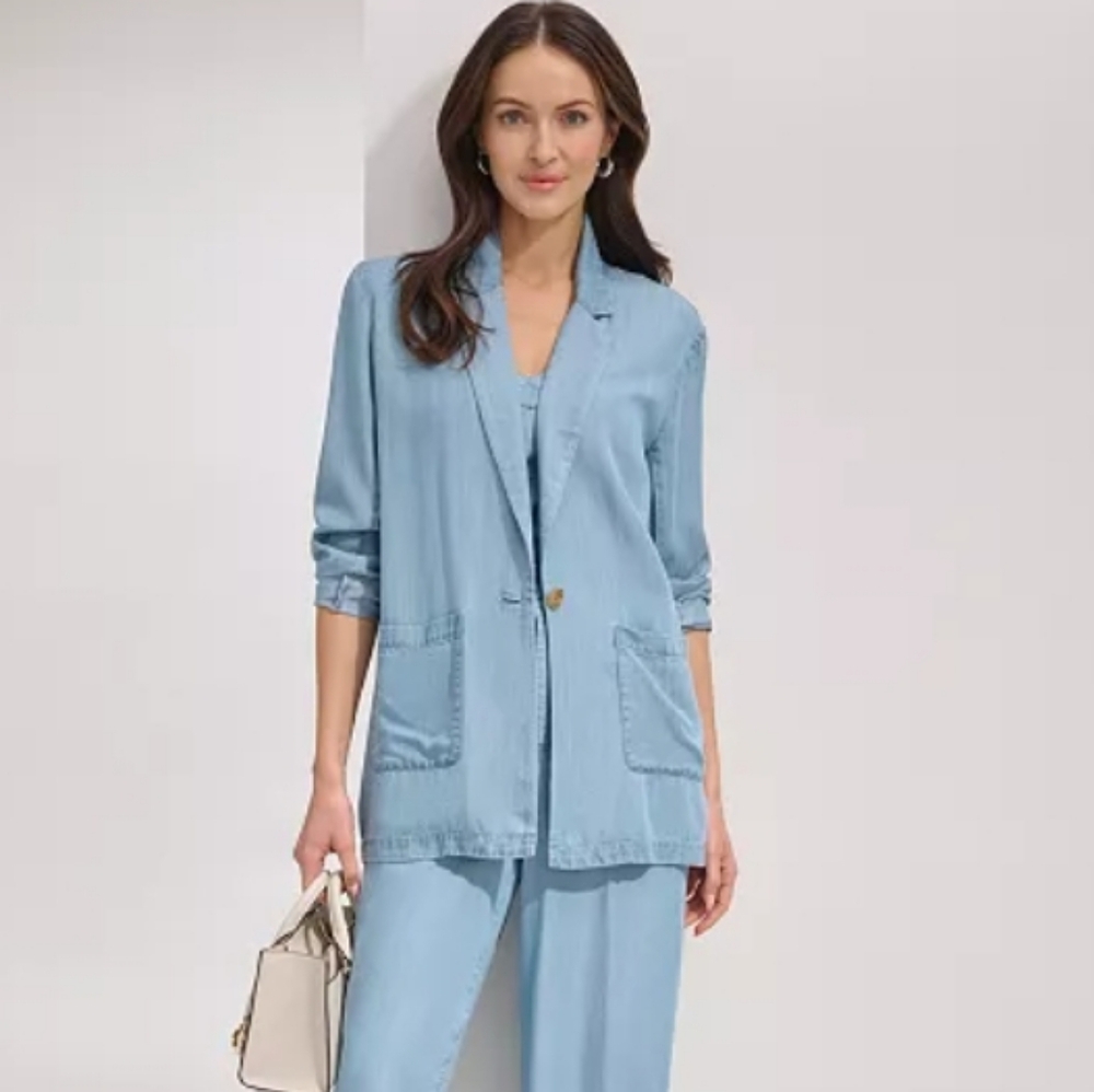 DKNY‎ One-Button Chambray Blazer